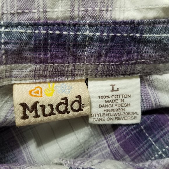 Mudd top Large plaid check button up 3/4 tab sleeve layering 100% cotton - Picture 13 of 14